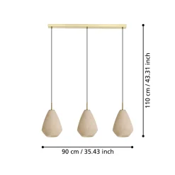 Eglo CAPRAROLA hanglamp staal geelkoper-geborsteld / glas satijn zand H: 1100 mm