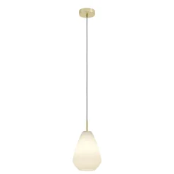 Eglo CAPRAROLA hanglamp staal geelkoper-geborsteld / glas satijn zand H: 1100 mm | Ø 200 mm