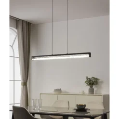 Eglo CARDITO 1 hanglamp aluminium, staal zwart / glas, kristal helder H: 1100 mm