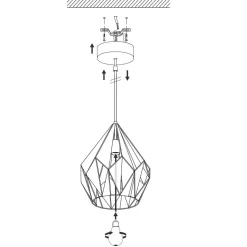 Eglo CARLTON 1 hanglamp staal zwart, zilver H: 1100 mm | Ø 310 mm