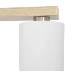 Eglo CASTRALVO hanglamp staal, hout nikkel-mat, bruin / textiel wit H: 1100 mm