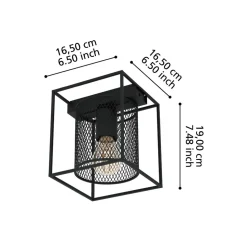 Eglo CATTERICK Plafondarmaturen staal zwart H: 190 mm