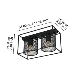 Eglo CATTERICK Plafondarmaturen staal zwart H: 190 mm