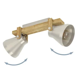 Eglo CAWTON spot staal, hout staal, rustiek bruin H: 250 mm