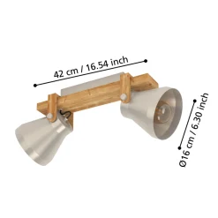 Eglo CAWTON spot staal, hout staal, rustiek bruin H: 250 mm