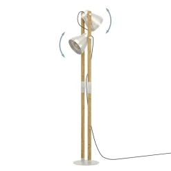 Eglo CAWTON Staande lampen staal, hout staal, rustiek bruin H: 1345 mm