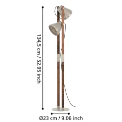 Eglo CAWTON Staande lampen staal, hout staal, rustiek bruin H: 1345 mm