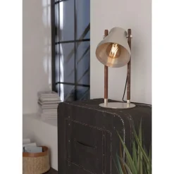 Eglo CAWTON Tafellampen staal, hout staal, rustiek bruin H: 380 mm