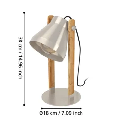 Eglo CAWTON Tafellampen staal, hout staal, rustiek bruin H: 380 mm