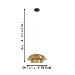 Eglo CENCIARA hanglamp staal zwart / staal geborsteld messing, goud H: 1100 mm | Ø 400 mm