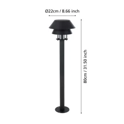 Eglo CHIAPPERA Padverlichting staal zwart, wit / Glas helder H: 800 mm | Ø 220 mm