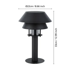 Eglo CHIAPPERA Sokkelarmaturen staal zwart, wit / Glas helder H: 330 mm | Ø 220 mm