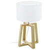 Eglo CHIETINO 1 Tafellampen hout, staal natuur, chroom / textiel wit H: 440 mm | Ø 260 mm