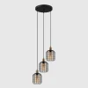 Eglo CHISLE hanglamp staal zwart, gebronsd / glas gestoomd amber H: 1300 mm | Ø 425 mm