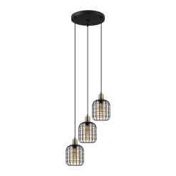 Eglo CHISLE hanglamp staal zwart, gebronsd / glas gestoomd amber H: 1300 mm | Ø 425 mm