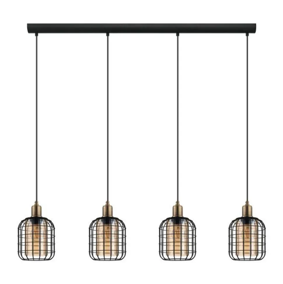 Eglo CHISLE PENDEL 4xE27 ZWART/BRONS/AMBER