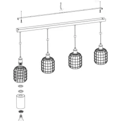 Eglo CHISLE PENDEL 4xE27 ZWART/BRONS/AMBER