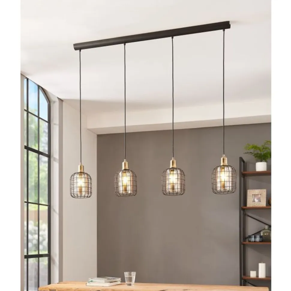 Eglo CHISLE PENDEL 4xE27 ZWART/BRONS/AMBER