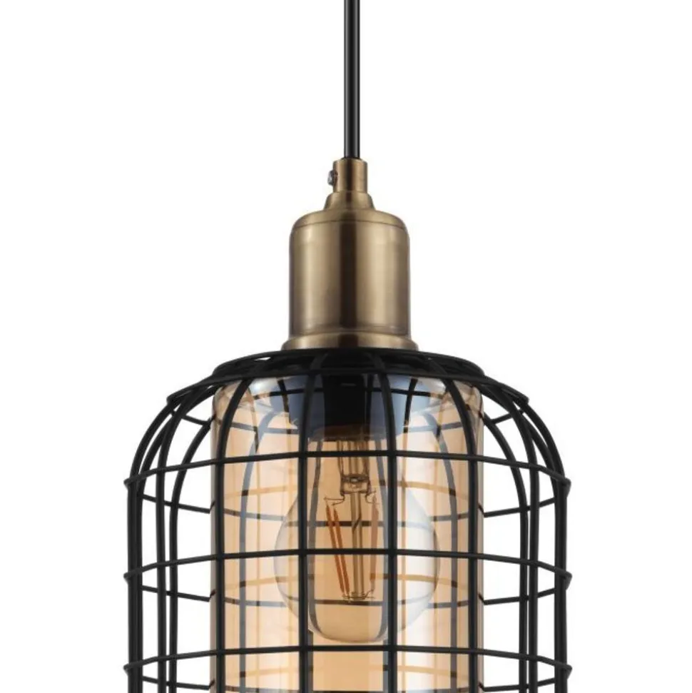 Eglo CHISLE PENDEL 4xE27 ZWART/BRONS/AMBER