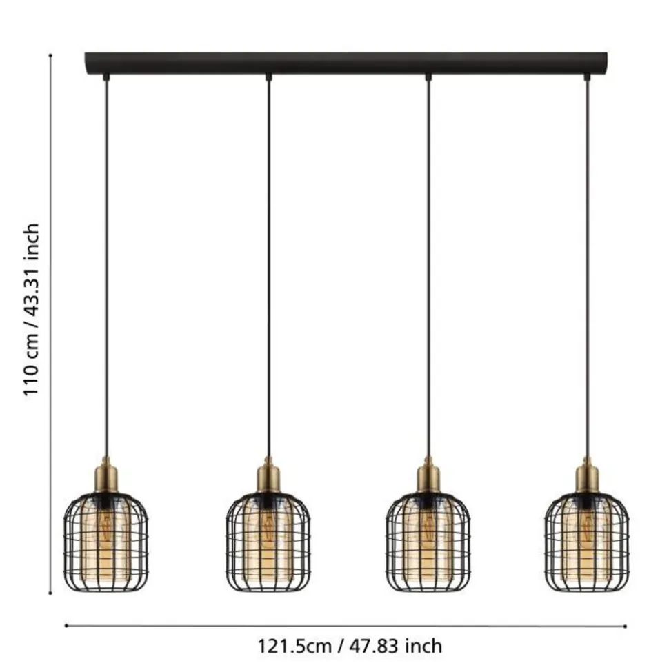 Eglo CHISLE PENDEL 4xE27 ZWART/BRONS/AMBER