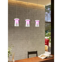 Eglo CHIUSELLO-Z hanglamp staal wit / glas, kunststof helder, wit H: 1100 mm