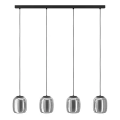 Eglo CIAMPINO hanglamp staal zwart / glas gestoomd grijs H: 1100 mm