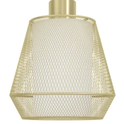 Eglo CIUDADELA hanglamp staal zwart / staal, textiel geborsteld messing, wit H: 1100 mm | Ø 180 mm