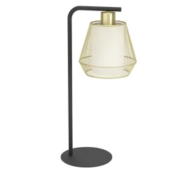 Eglo CIUDADELA Tafellampen staal zwart / staal, textiel geborsteld messing, wit H: 500 mm