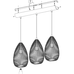 Eglo CLEVEDON hanglamp staal zwart H: 1100 mm