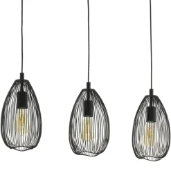 Eglo CLEVEDON hanglamp staal zwart H: 1100 mm