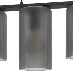Eglo COLOMERA hanglamp staal zwart / Glas mat grijs H: 1100 mm