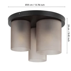 Eglo COLOMERA Plafondarmaturen staal zwart / Glas mat grijs H: 240 mm | Ø 350 mm