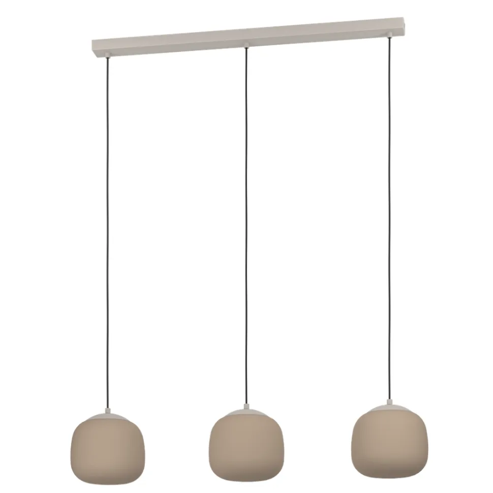 Eglo COMINIO hanglamp staal taupe / glas geëtst zand H: 1100 mm