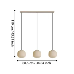Eglo COMINIO hanglamp staal taupe / glas geëtst zand H: 1100 mm