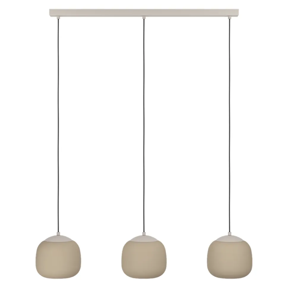 Eglo COMINIO hanglamp staal taupe / glas geëtst zand H: 1100 mm