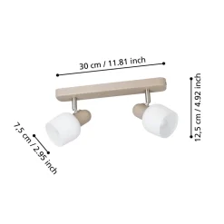 Eglo CORATO spot staal zand, mat nikkel / Glas wit H: 125 mm