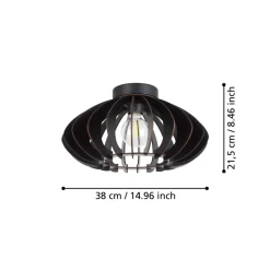 Eglo COSSANO 3 Plafondarmaturen staal zwart / Hout zwart H: 215 mm | Ø 380 mm
