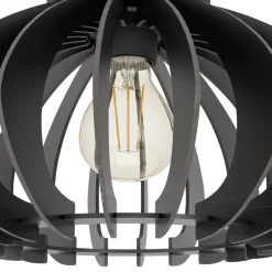 Eglo COSSANO 3 Plafondarmaturen staal zwart / Hout zwart H: 215 mm | Ø 380 mm