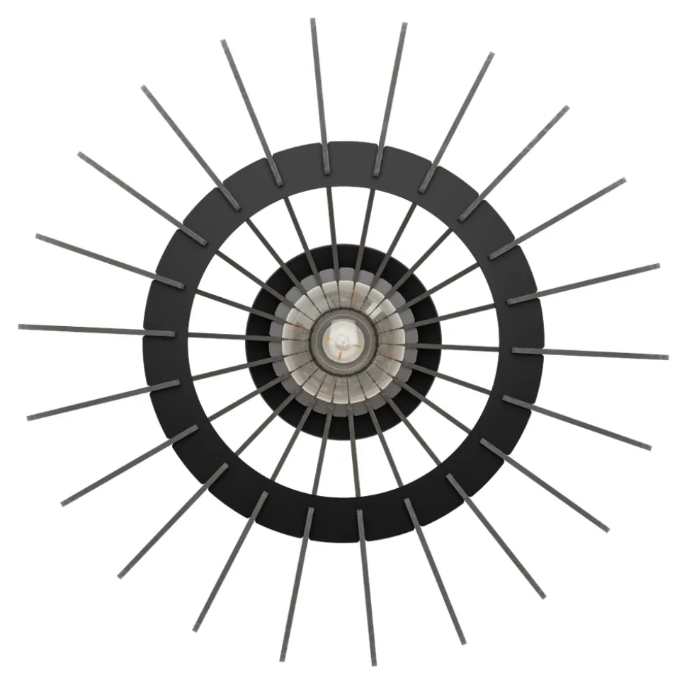 Eglo COSSANO 3 Plafondarmaturen staal zwart / Hout zwart H: 215 mm | Ø 380 mm