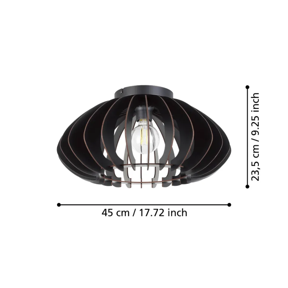 Eglo COSSANO 3 Plafondarmaturen staal zwart / Hout zwart H: 235 mm | Ø 450 mm