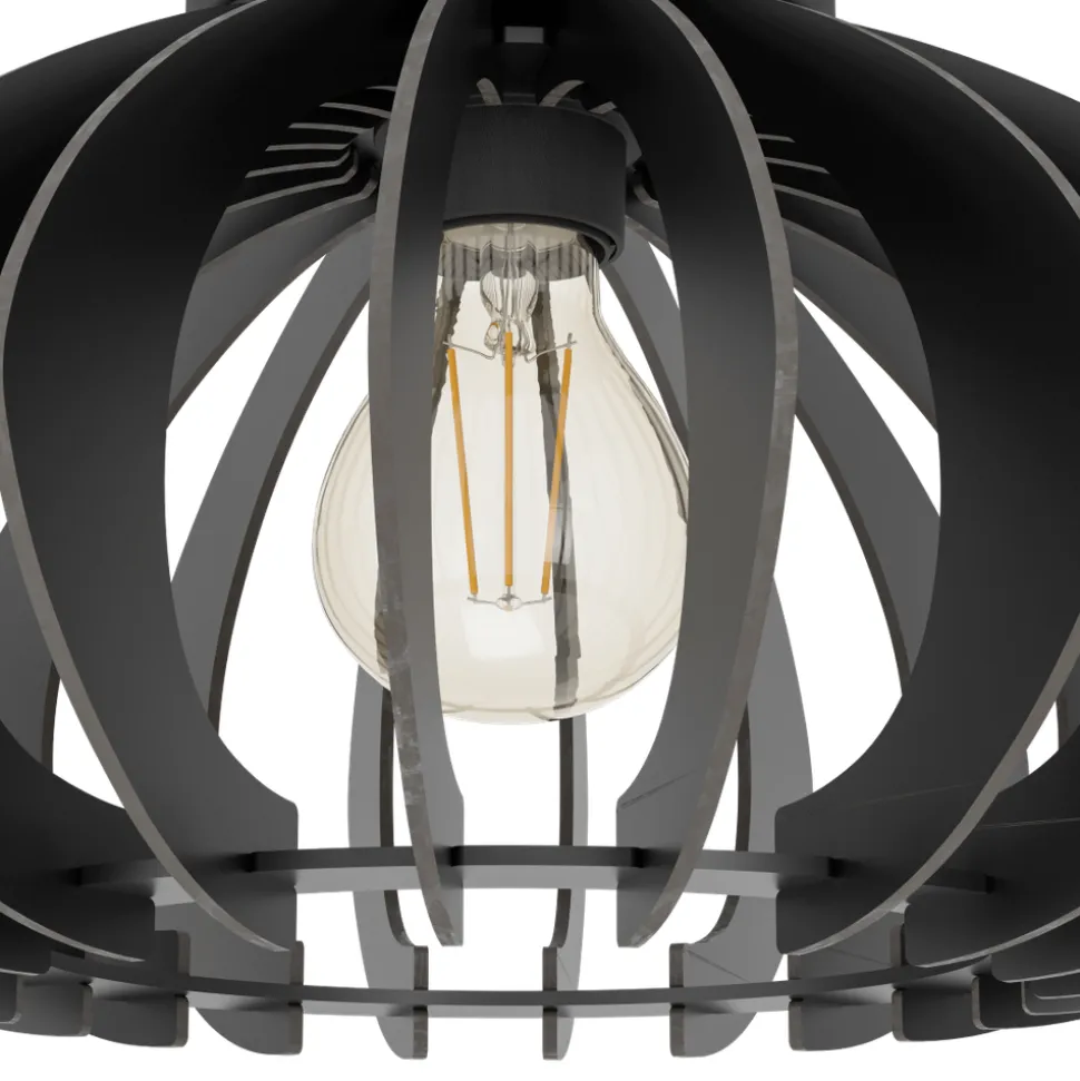 Eglo COSSANO 3 Plafondarmaturen staal zwart / Hout zwart H: 235 mm | Ø 450 mm