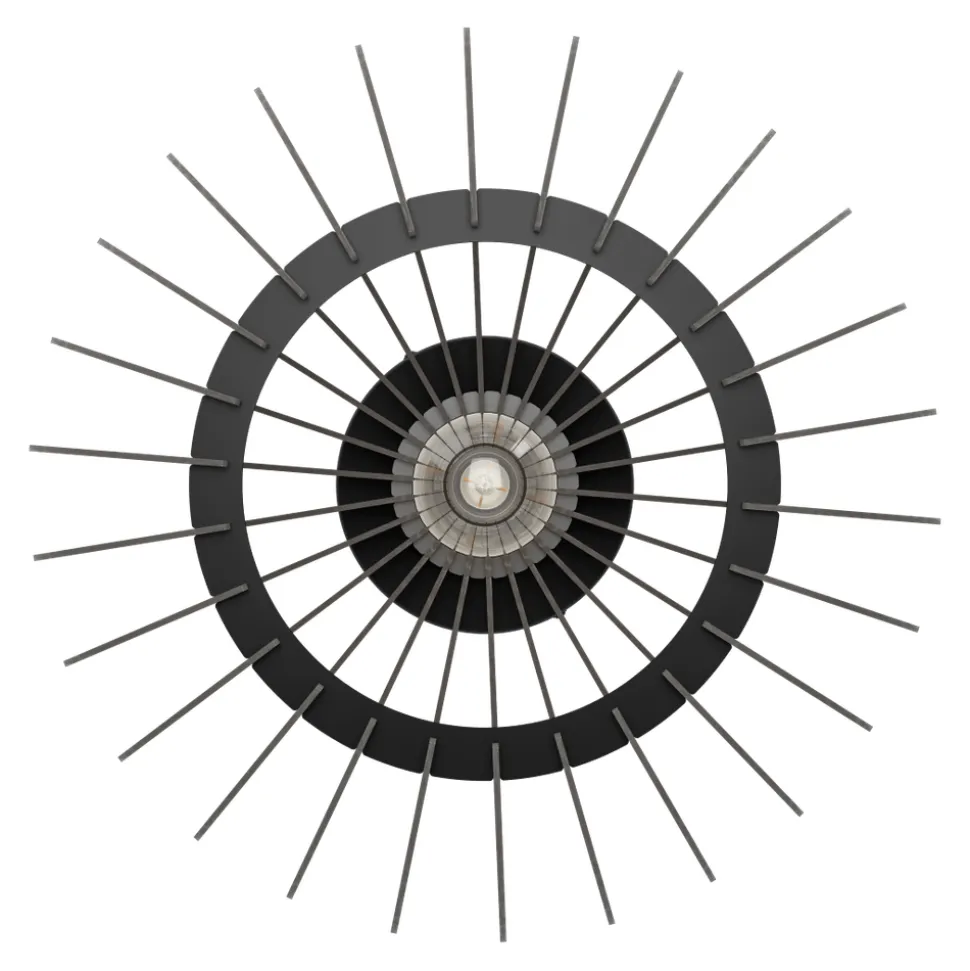 Eglo COSSANO 3 Plafondarmaturen staal zwart / Hout zwart H: 235 mm | Ø 450 mm