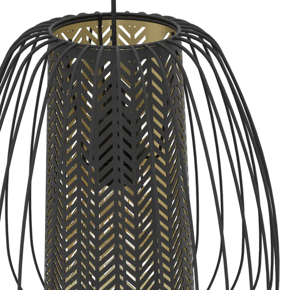 Eglo CURASAO hanglamp staal zwart / staal, textiel zwart, goud H: 1100 mm