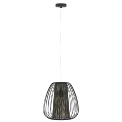 Eglo CURASAO hanglamp staal zwart / staal, textiel zwart, goud H: 1100 mm | Ø 335 mm