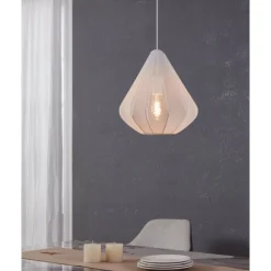 Eglo DOLWEN hanglamp staal wit / textiel wit H: 1100 mm | Ø 335 mm