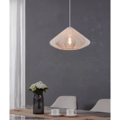 Eglo DOLWEN hanglamp staal wit / textiel wit H: 1100 mm | Ø 425 mm