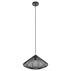 Eglo DOLWEN hanglamp staal zwart / textiel zwart H: 1100 mm | Ø 425 mm