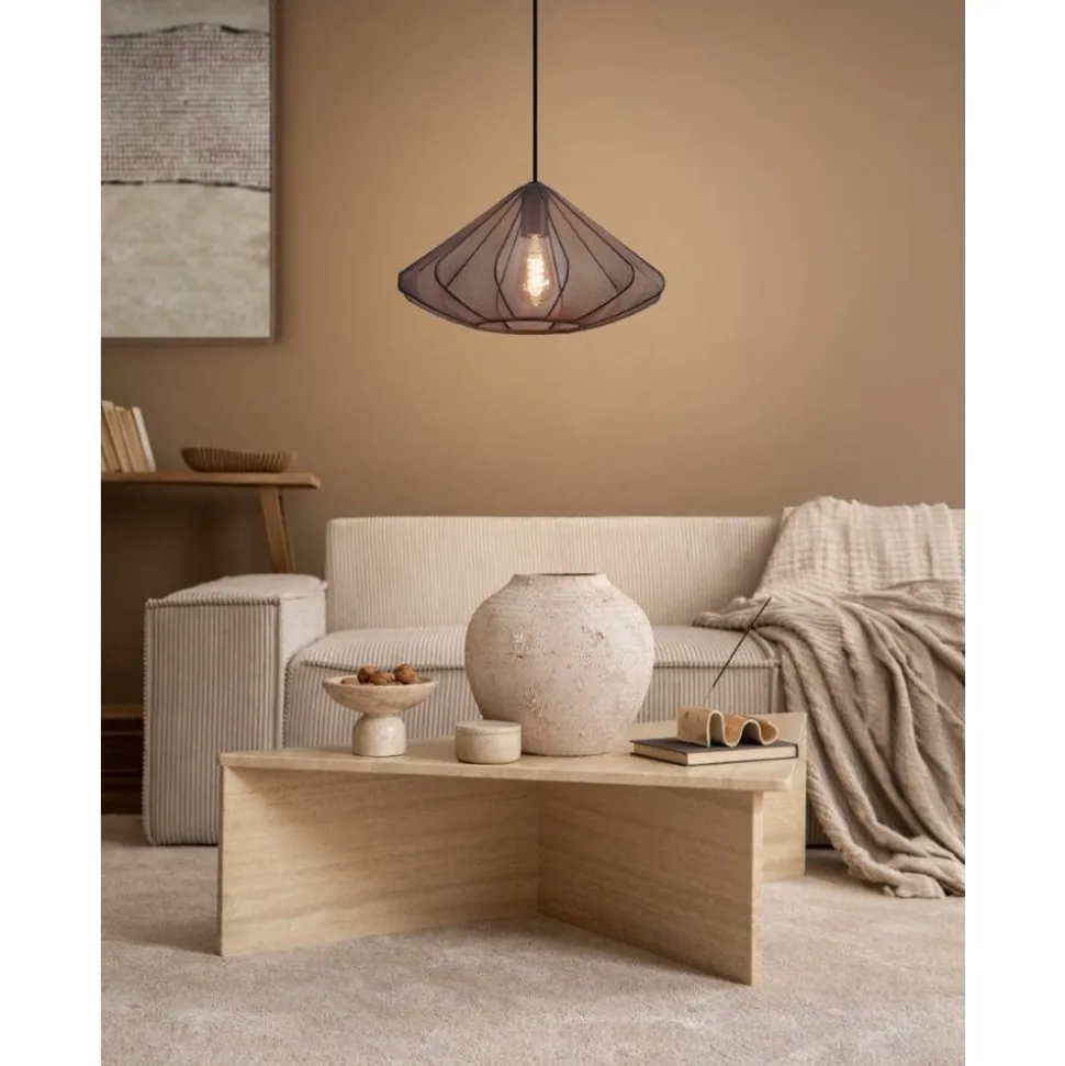 Eglo DOLWEN hanglamp staal zwart / textiel zwart H: 1100 mm | Ø 425 mm