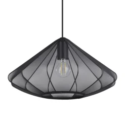 Eglo DOLWEN hanglamp staal zwart / textiel zwart H: 1100 mm | Ø 425 mm