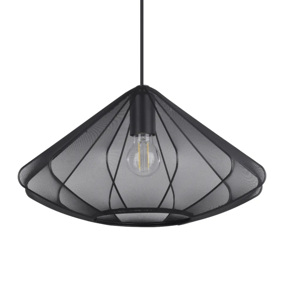 Eglo DOLWEN hanglamp staal zwart / textiel zwart H: 1100 mm | Ø 425 mm
